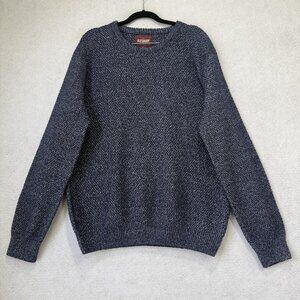 Alesbury Sweater Mens Large Navy Blue Waffle Knit Crewneck Pullover Heavyweight
